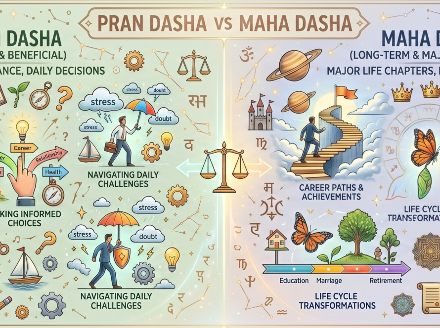 Pran Dasha Vs Mahadasha Comparison In Vedic Astrology Showing Differences In Planetary Periods, Timing Of Events, And Prediction Accuracy.