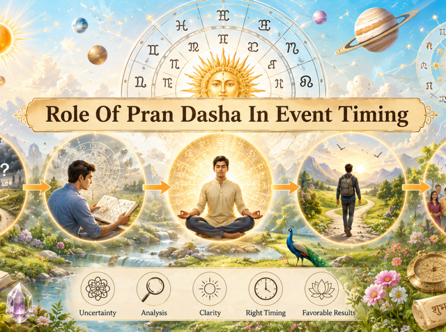 Role Of Pran Dasha In Event Timing In Vedic Astrology Showing How Planetary Periods Help Predict Marriage, Career, Finances, And Important Life Events.